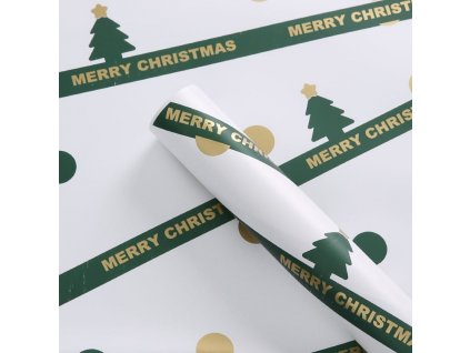 Fóliový papír - "Vánoce" Bílo-zelený - Arkusy 58x58 cm - 20 ks