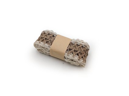 Jutová floristická stuha - Rustikální mřížka - Přírodní - 4 cm x 2 m
