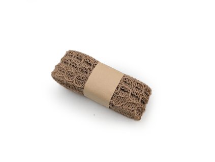 Jutová floristická stuha - Pletená očka - Přírodní - 4 cm x 2 m