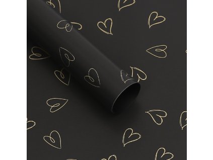 Floristická fólie Srdce - Černá - 58 x 58 cm - 20 ks