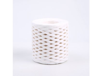 Dekorační provázek – Syntetická rafie – Bílá – Role 180 m