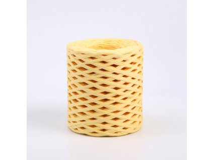 Dekorační provázek – Syntetická rafie – Světle žlutý – Role 180 m