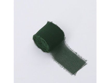 Floristická stuha – Šifón – Fľaškovo zelená – 4 cm x 4,5 m