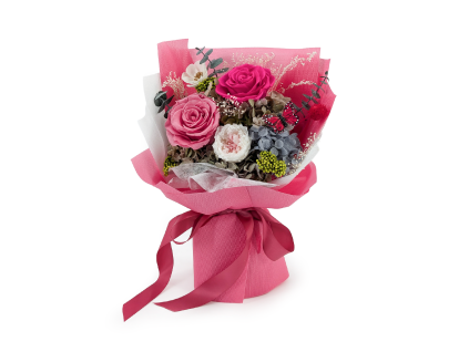 Premium kytice v boxu - EVERGIVE – A Lasting Gesture – Fuchsia Charm