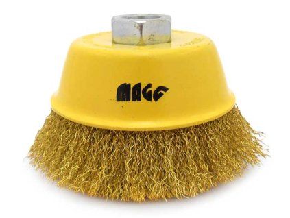 Hrnkový drátěný kartáč - mosaz