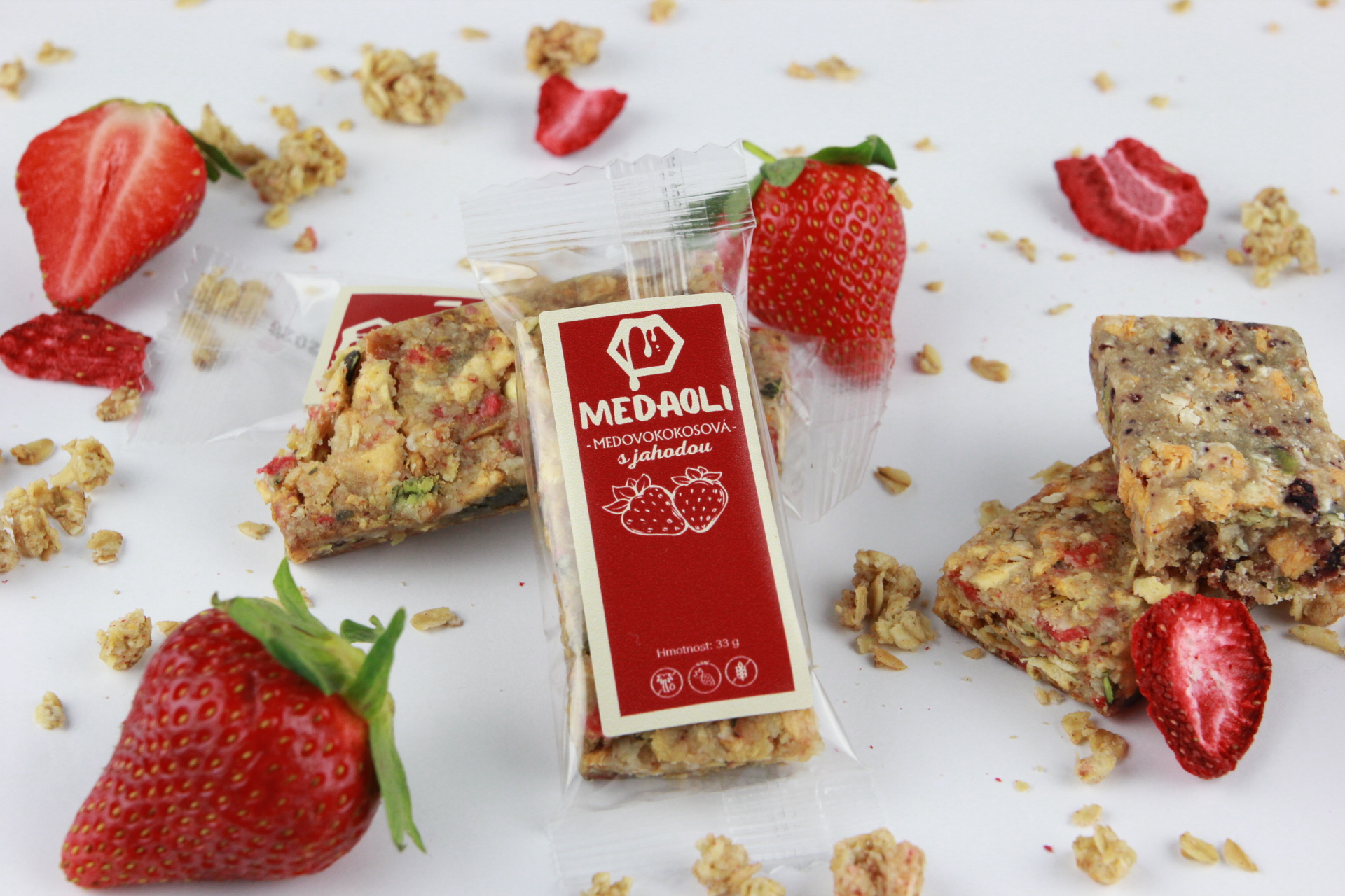 Medová jahodová tyčinka