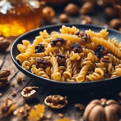 Pasta mit Honig, Nüssen und Rosinen