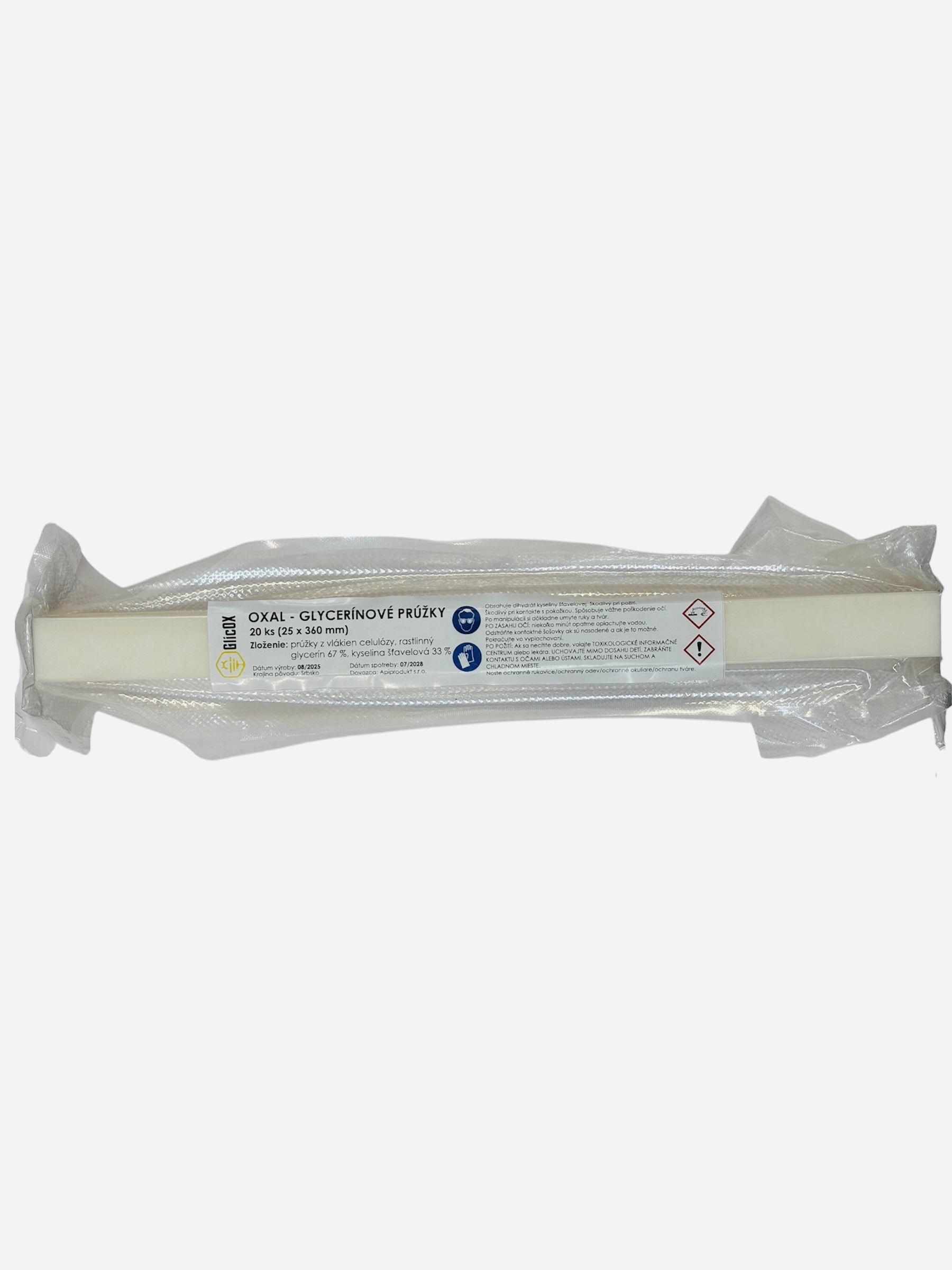 E-shop Apiprodukt Oxal-glycerínové prúžky 300 g - kyselina šťavelová s glycerínom 2,5 x 36 cm - 20 ks