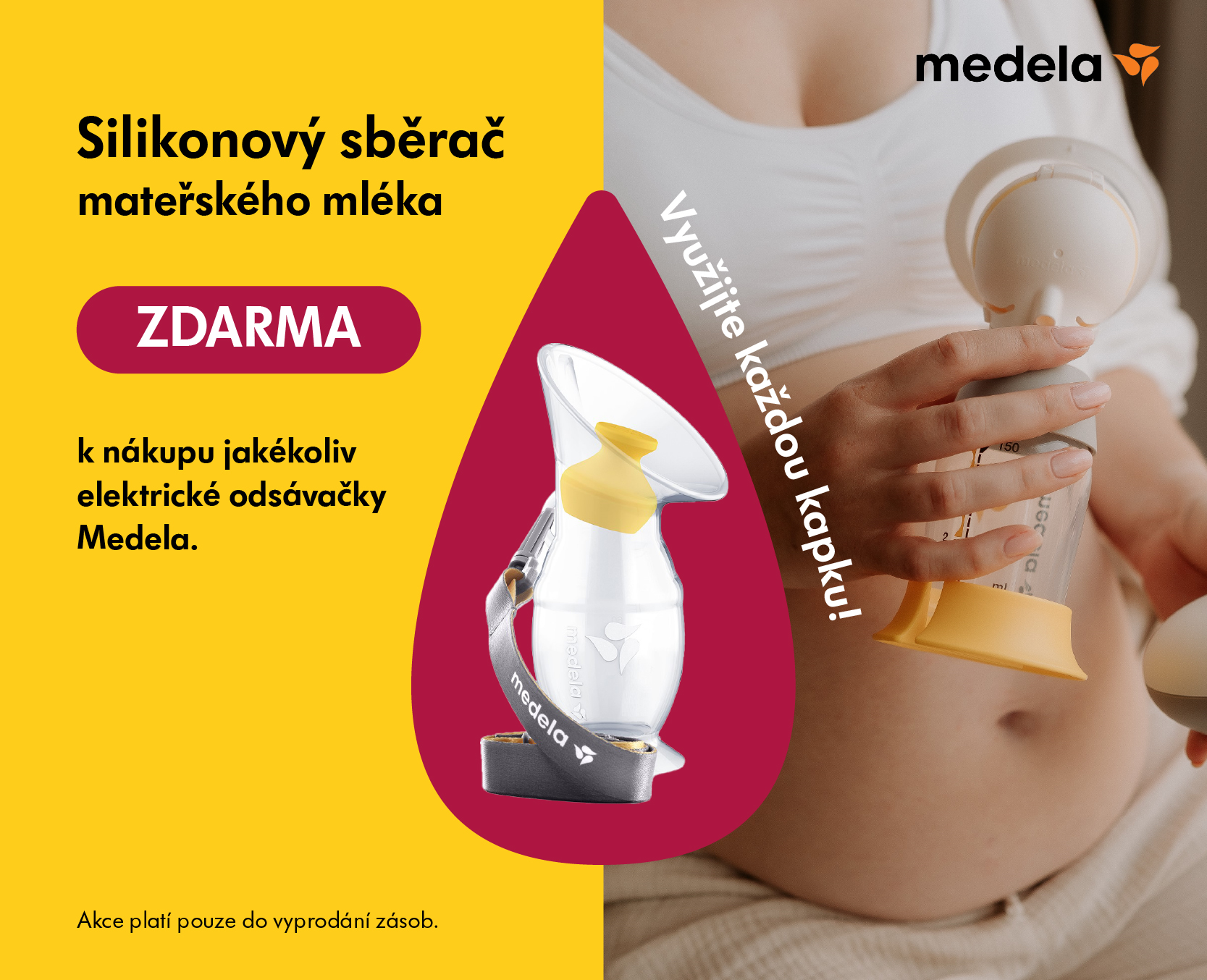 Silikonový sběrač zdarma k elektrické odsávačce Medela mobil