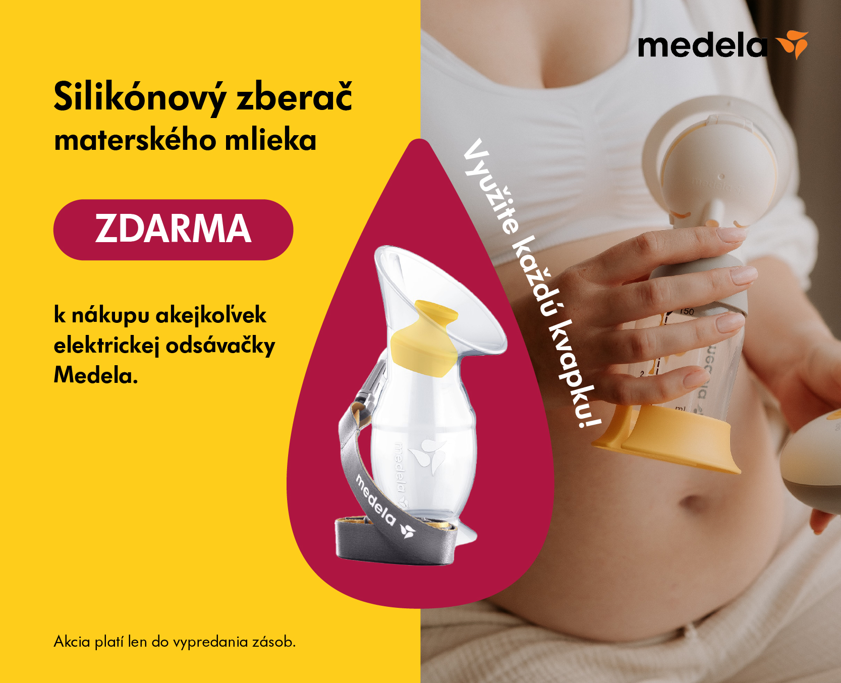 Silikonóvý zberač zdarma k elektrickej odsávačke Medela mobil