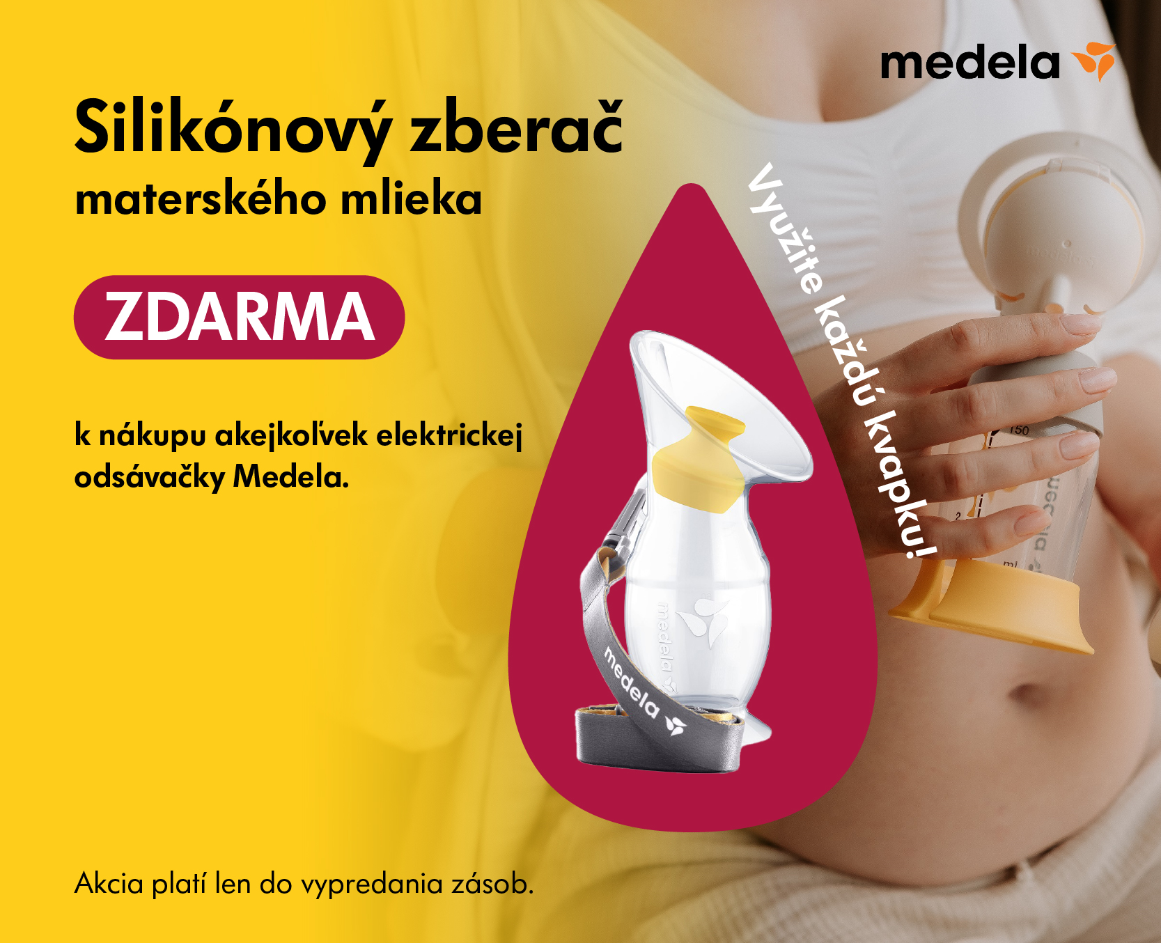 Silikonóvý zberač zdarma k elektrickej odsávačke Medela mobil