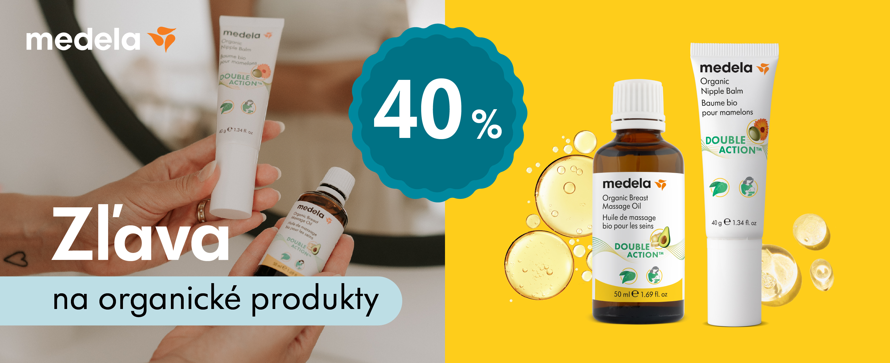 Akcia Medela – 40 % zľava na organické produkty, balzam na bradavky a masážny olej na prsia