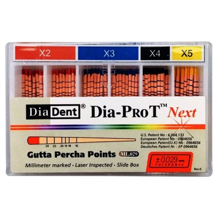Dia-ProT Next - gutaperčové čepy pro Protaper Next (Varianta Dia-PROT NEXT X2-X5 gut. čepy 60ks)