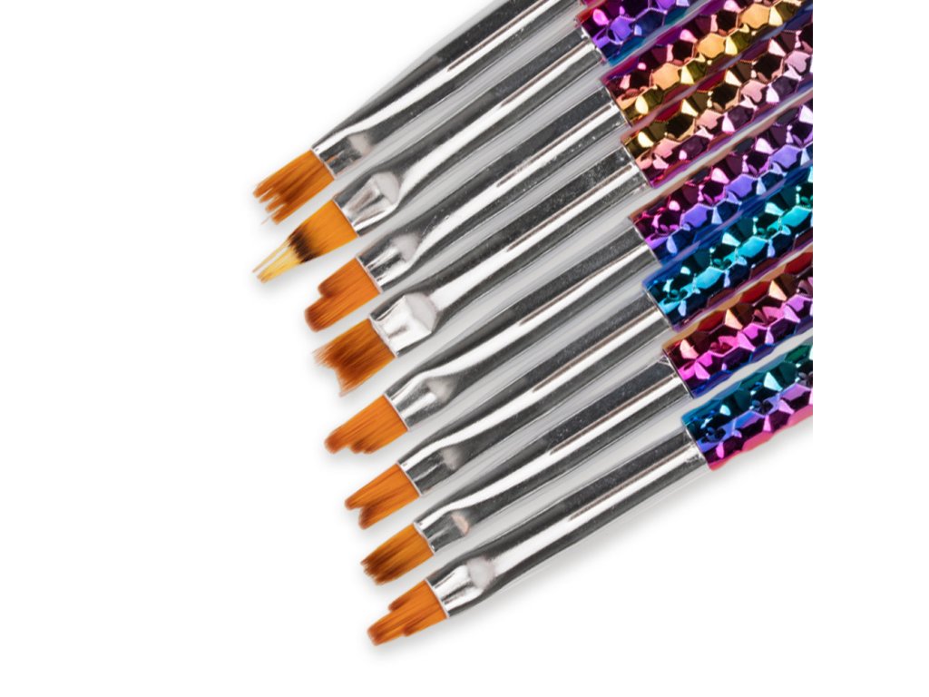 Sada štětců na ombré a dekorace, duhové, 8 ks duhové