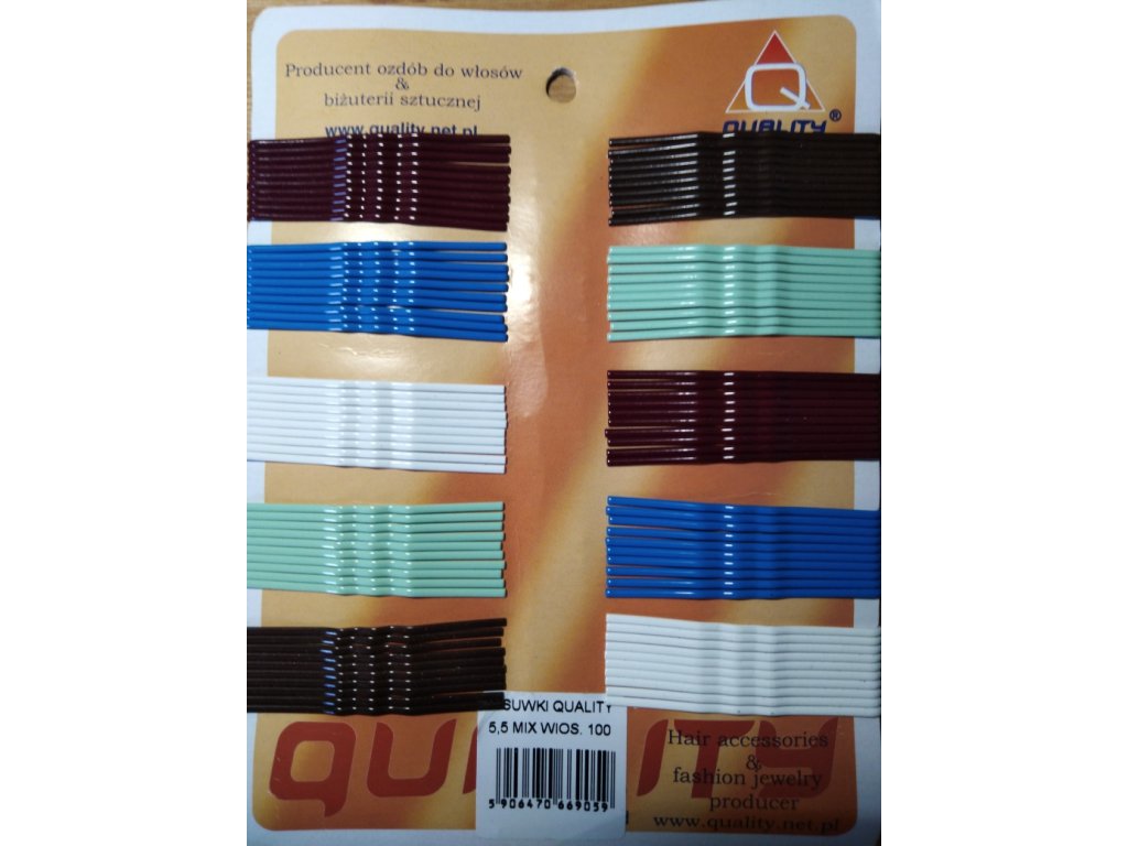 Sponky do vlasů mix barev 5,5cm - 100ks