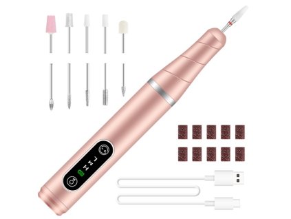 Bruska na nehty nabíjecí s USB kabelem JW-202 růžová