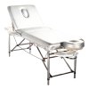 MH Star skládací hliníkové lehátko PPR3 s nastavitelnou sekcí - bílé