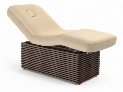 Beige massage table with smaller face opening