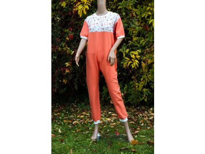 overal dlouhy s kratkym rukavem zip zada letni uplet predni