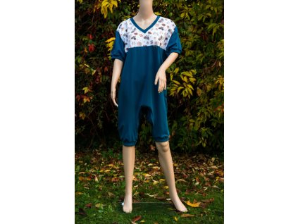 overal kratky s kratkym rukavem letni uplet zip zada krok predni