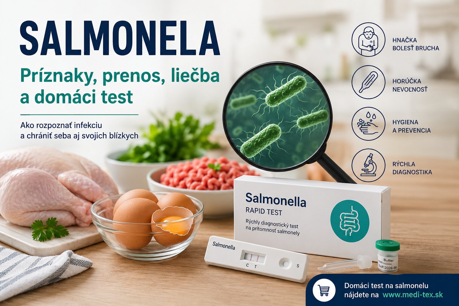Salmonela: Ako rozpoznať prvé príznaky a kedy vám môže pomôcť domáci test?