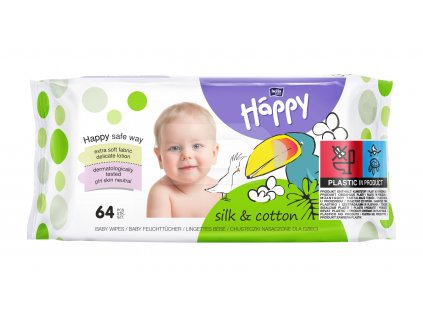 Vlhčené utierky Bella Baby Happy Silk & Cotton (64 ks)