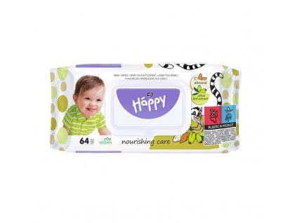Vlhčené utierky Bella Happy Wipes s výťažkami madľových a olivových listov (64 ks)