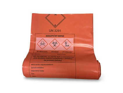 Pytel LDPE 120L, 70x110cm, T100, 10KS/role, červený s potiskem