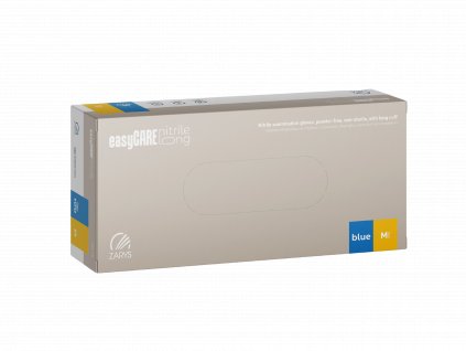 Nitrilové rukavice (bez pudru) easyCARE LONG, s prodlouženou manžetou, modré, 100 ks