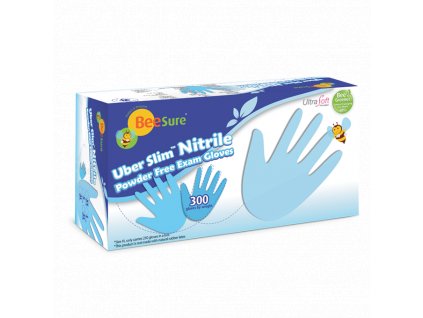 Nitrilové rukavice BEESURE® UberSlim, ultra tenké (bez pudru), světlé modré, 300ks (Velikost XS)
