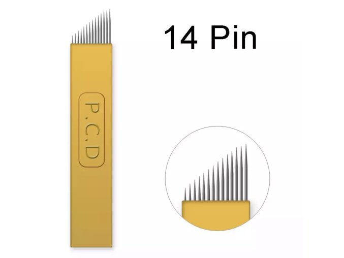 1 ks Linkovací sterilní jehla čepel 14 Pin / - 0,25 mm PRO RUČNÍ TETOVACÍ STROJEK PERMANENTNÍ MAKEUP