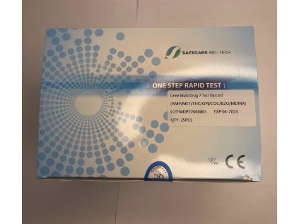 Safecare Test na 7 drog z moči (AMP, MET, THC, OPI, COC, BZO, MDMA) - 1 ks