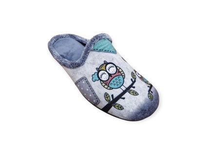 Dámské pantofle PEON AN/062-69 béžovo-šedé sovičky (Velikost 41)