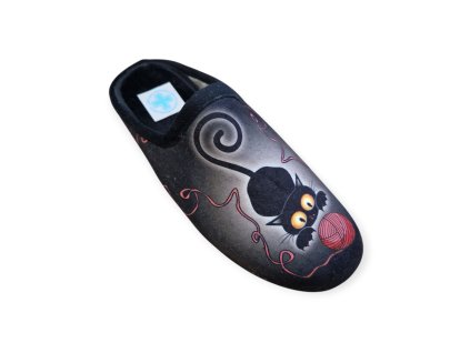 Dámské domácí pantofle Medi Line 133-025 černé/kočka