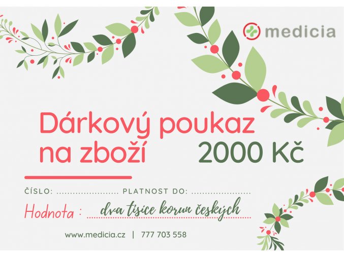 Dárkový poukaz na zboží Medicia 2000 Kč