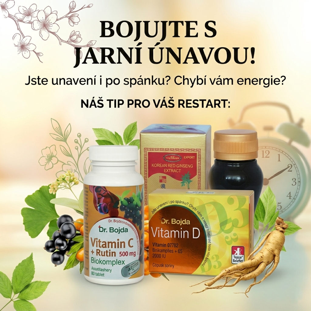 Boj s jarní únavou přírodní cestou - ženšen, vitamín C - varianty, vitamín D3/D2. Dr. Bojda