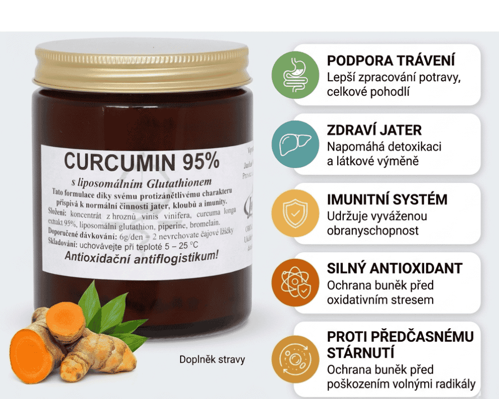 glutathion účinky CURCUMIN 95% s liposomálním Glutathionem 180g Dr. Bojda