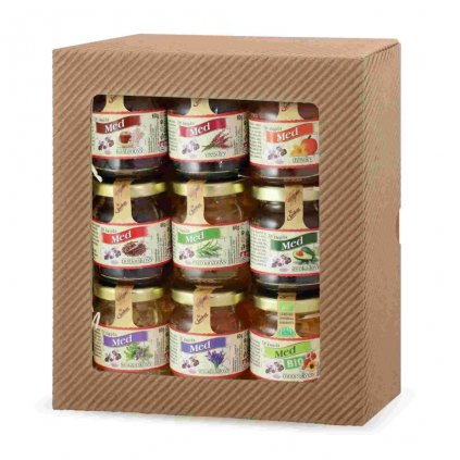 Dárková kazeta MEDONIÉRA se vzácnými medy 9x60 g Dr. Bojda
