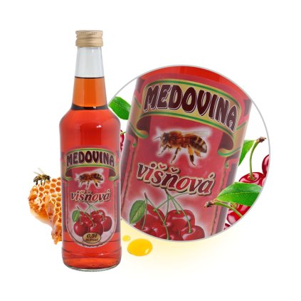 medovina 0,5 l jiná láhev višně