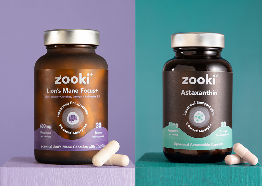 Výrobky Zooki: Lion's Mane Focus+ a Astaxanthin
