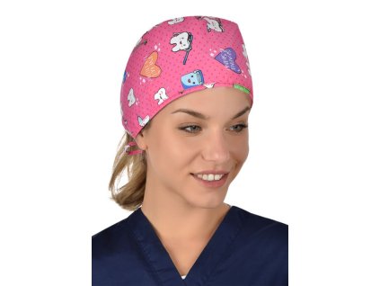 Operační čepice ZÁŘIVÉ ZUBY (čepice S potiskem)