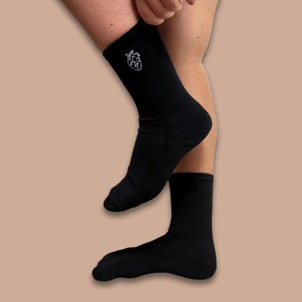 Socks Heart with embroidery black