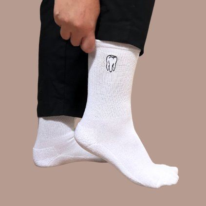 Socks Tooth with embroidery white