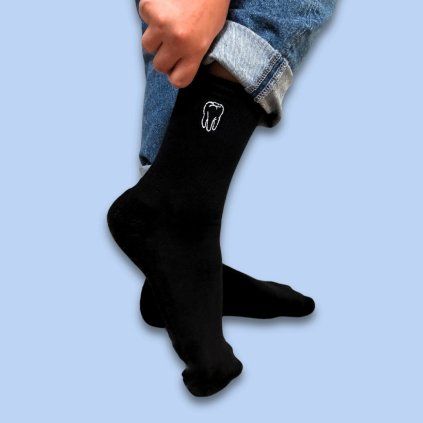 Socks Tooth with embroidery black