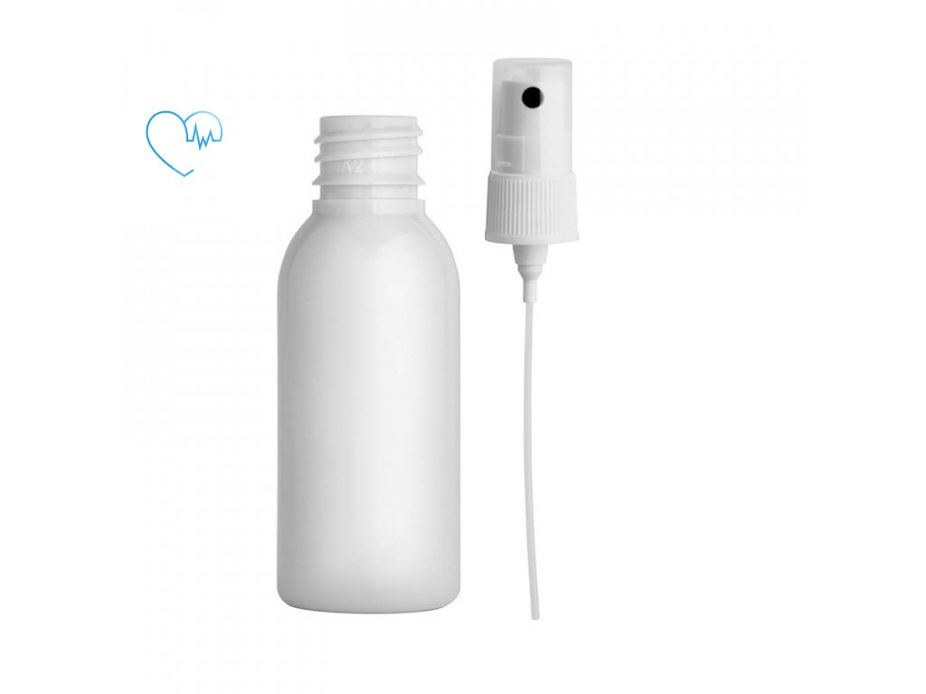 Plastová lahvička bílá s rozprašovačem Via 35 ml