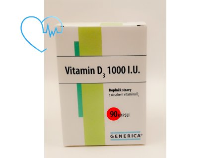 Vitamín D3 1000 I.U. 90 kapslí