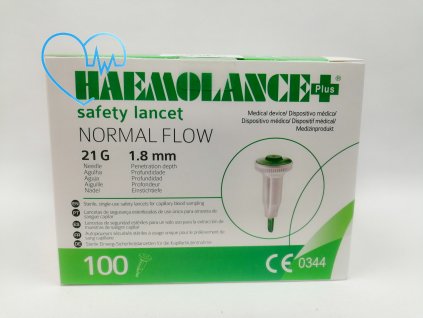 Lancety Haemolance Plus Normal Flow 21 G 1,8 mm 100 ks