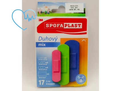 Náplast Spofaplast Duhový mix 17 ks