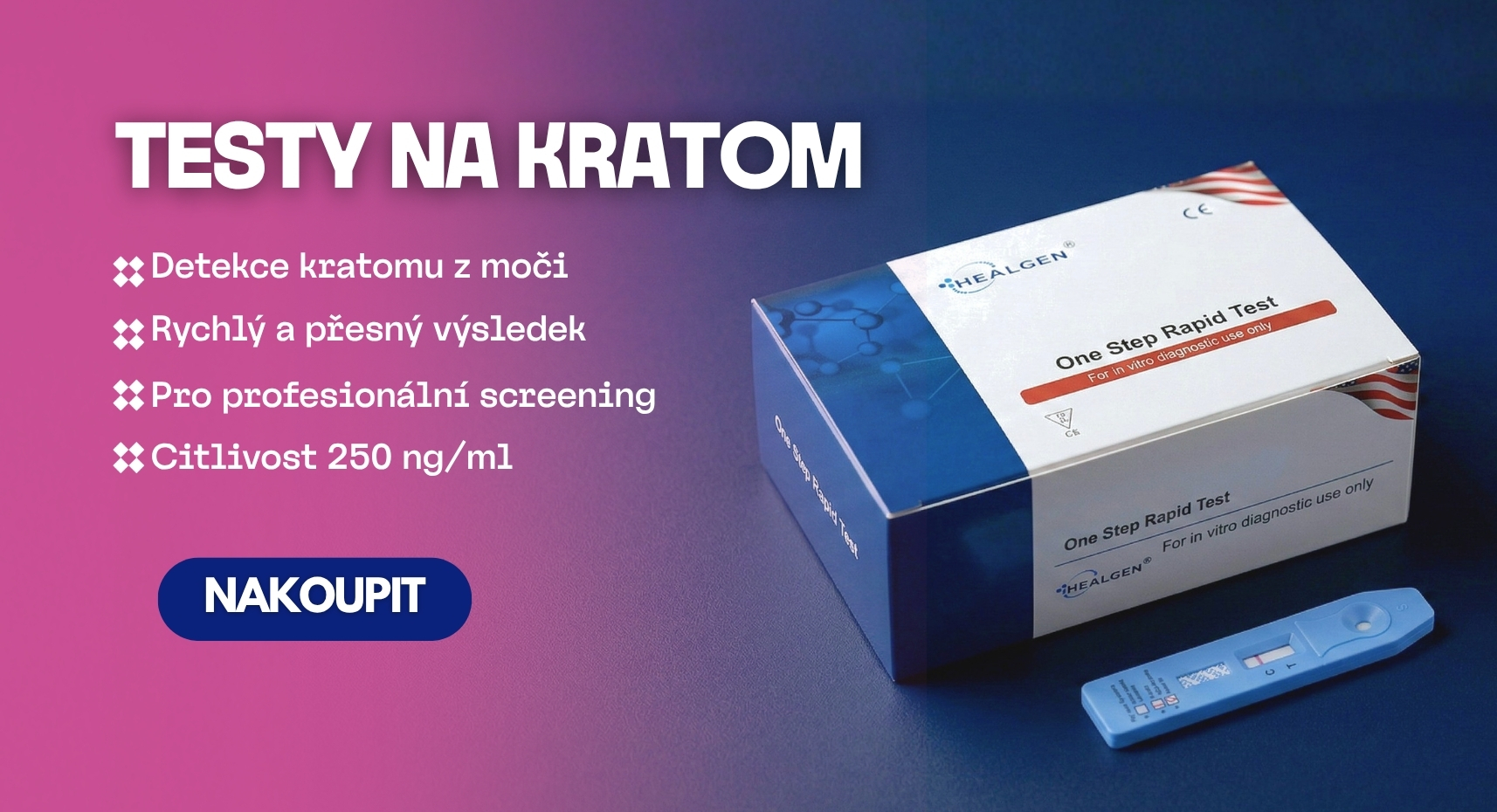 Kratom test z moči – diagnostický proužek pro detekci mitragyninu s citlivostí 250 ng/ml