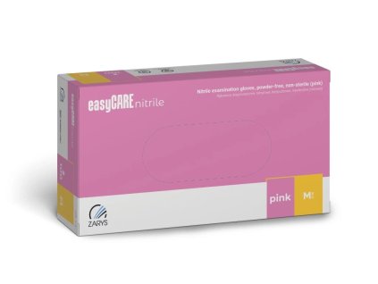 Rukavice nitrilové EasyCARE, 100 ks, růžové, nepudrované